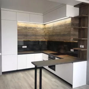 Кухня 220, с полуостровом, белая
